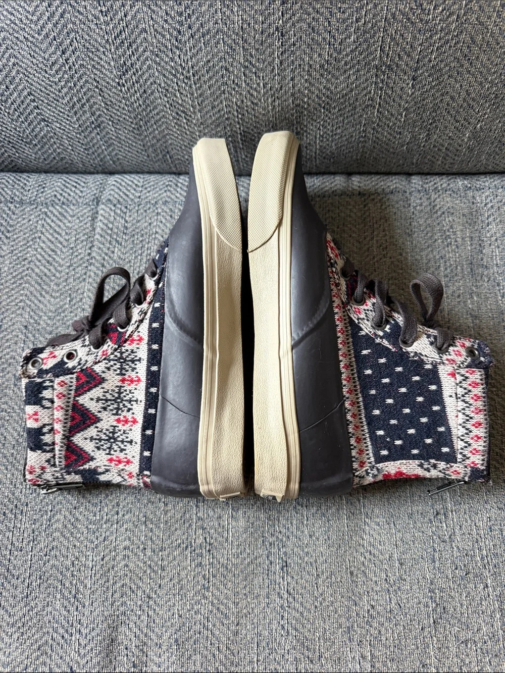 Vans OF the Wall Women’s High Top Knitted Back zip Duck Rubber Sneakers Sz: 7.5